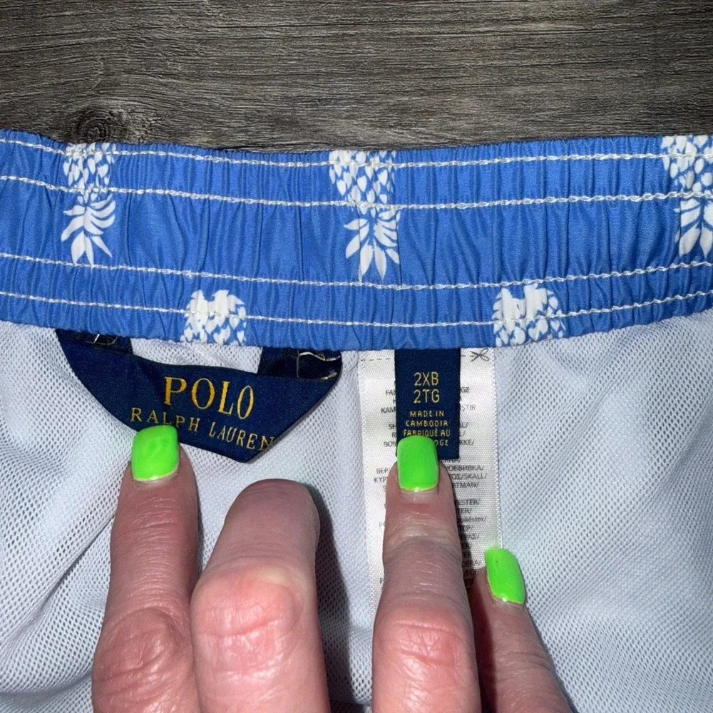 Polo Ralph Lauren Swim Trunks Blue Pineapple Print Mens 2XB Big Tall‎